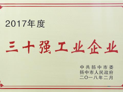 银娱优越会集团提升2017年度扬中市“三十强”前五位